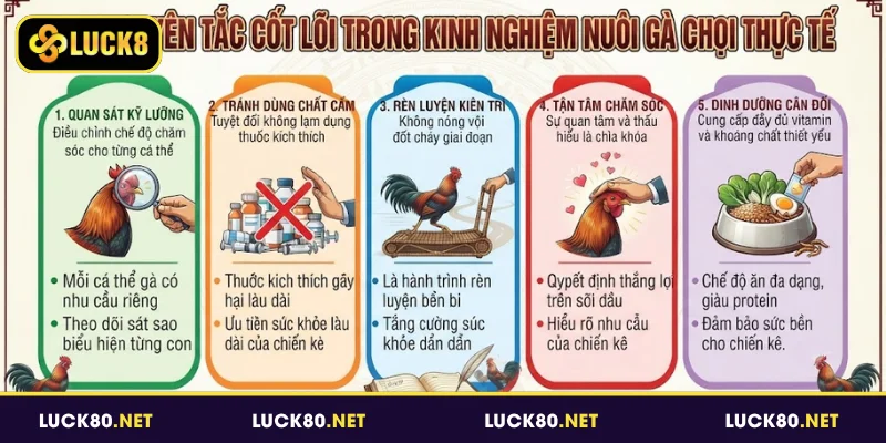 Kinh Nghiệm Nuôi Gà Chọi - 4 Phương Pháp Nâng Tầm Chiến Kê 4 Các nguyên tắc cốt lõi trong kinh nghiệm nuôi gà chọi thực tế
