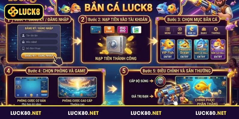 Bắn Cá Luck8 - Chinh Phục Đại Dương Bao La Mỗi Ngày 6 Cách tham gia game bắn cá đổi thưởng tại web