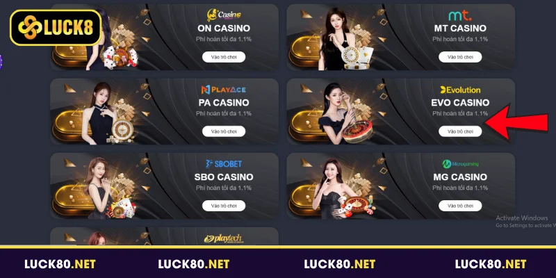 Sảnh Evolution Casino Luck8 - Khám Phá Bàn Cược Quốc Tế 2 Đôi nét về sảnh Evolution Casino Luck8
