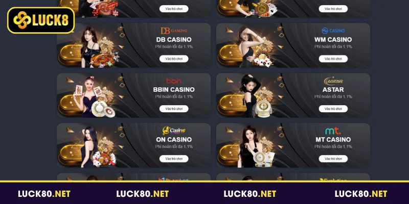Những đối tác uy tín hợp tác cùng Casino Luck8