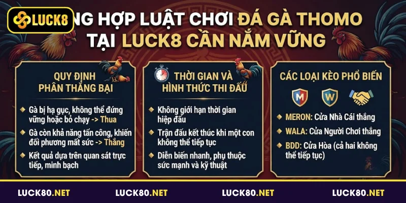 Tổng hợp luật chơi đá gà Thomo tại Luck8 cần nắm vững