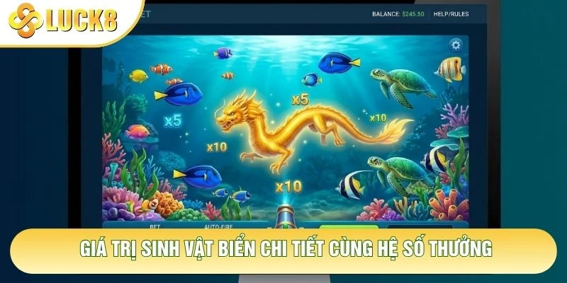 Giá trị sinh vật biển chi tiết cùng hệ số thưởng Giá trị sinh vật biển chi tiết cùng hệ số thưởng
